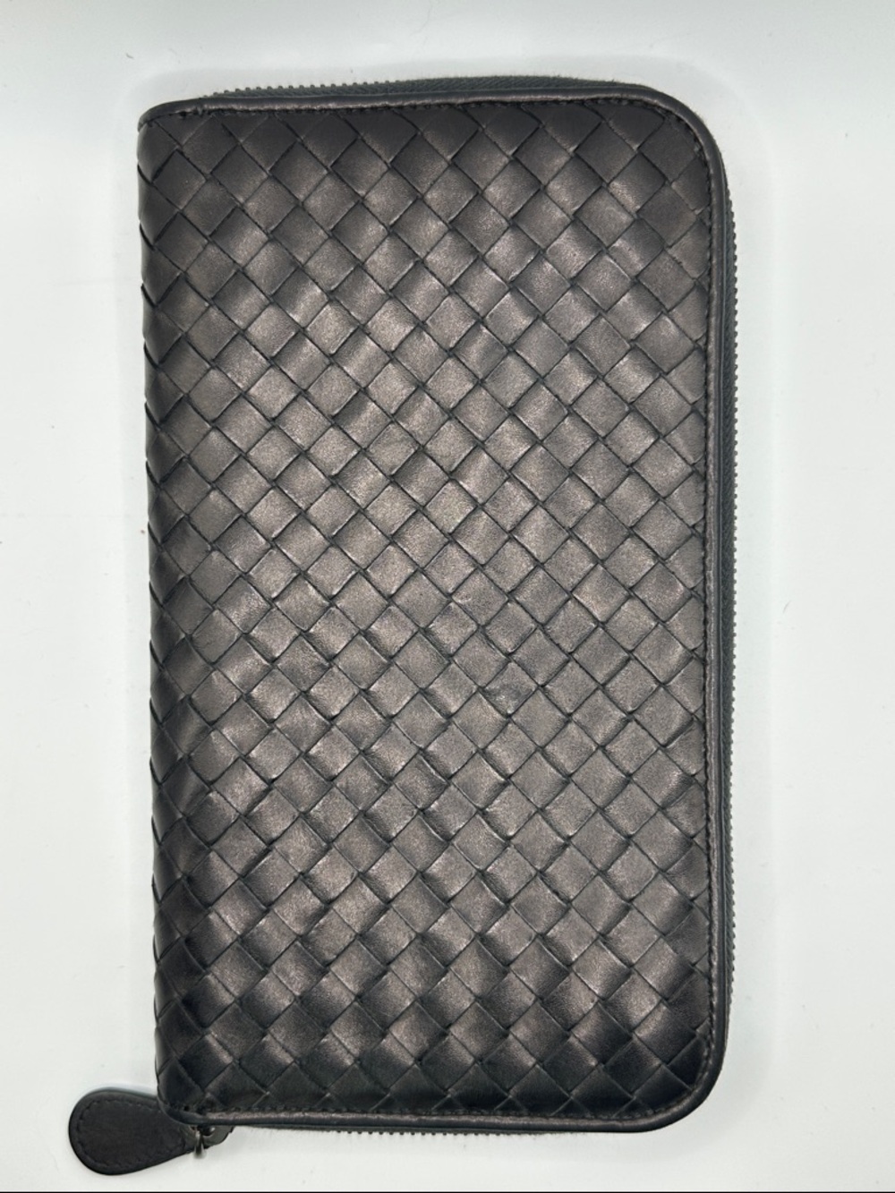 Bottega Veneta Intrecciato Black Hand Woven Zip-Around Wallet Italy